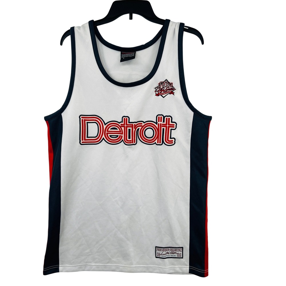 VTG FUBU Jersey Tank Top Mens L White Red Blue City Series Ltd Ed Y2K Hip‎ Hop